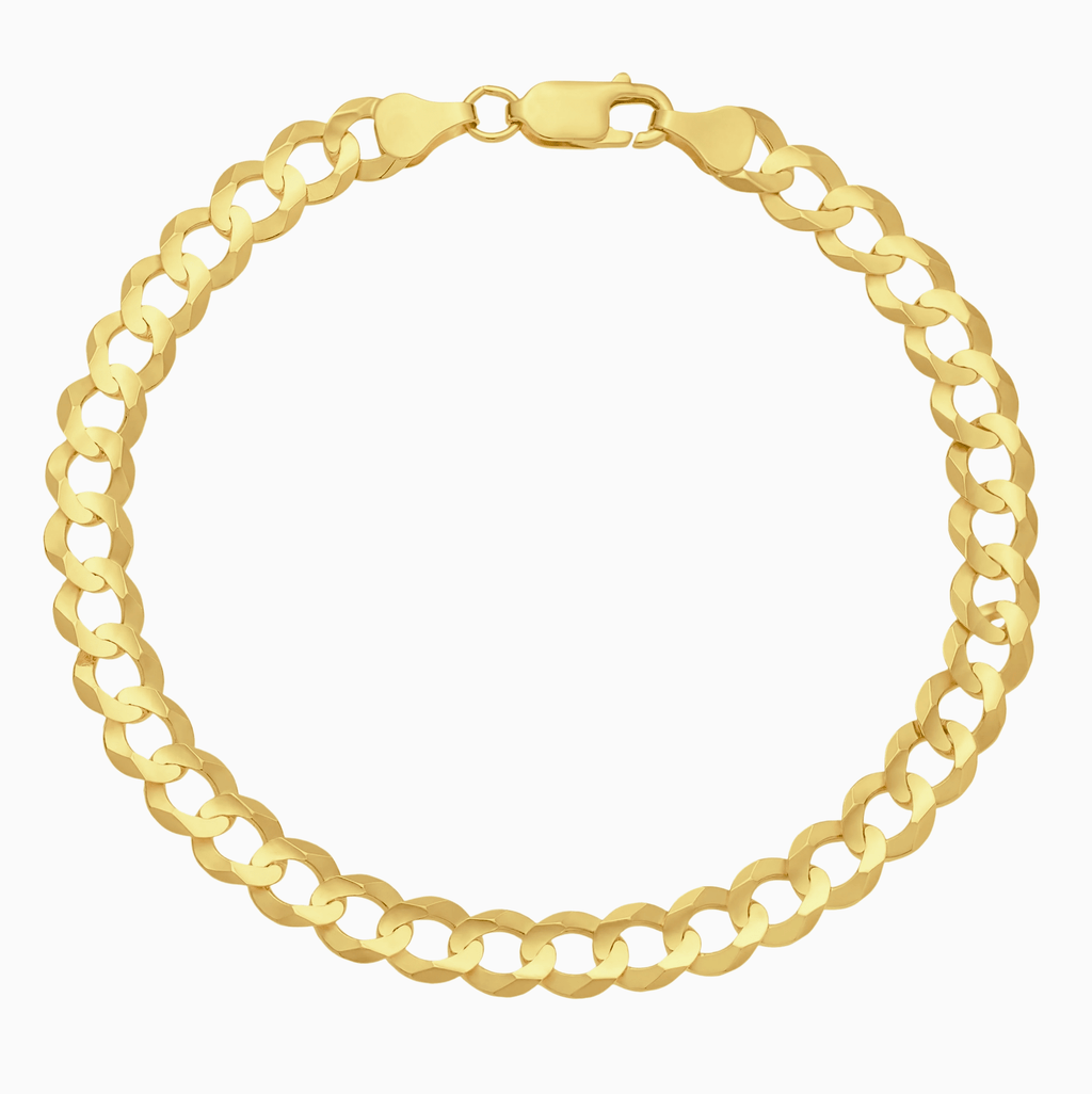 10K Yellow Gold Flat Curb Link Bracelet - Men's Bracelet - Laurita Jewelry