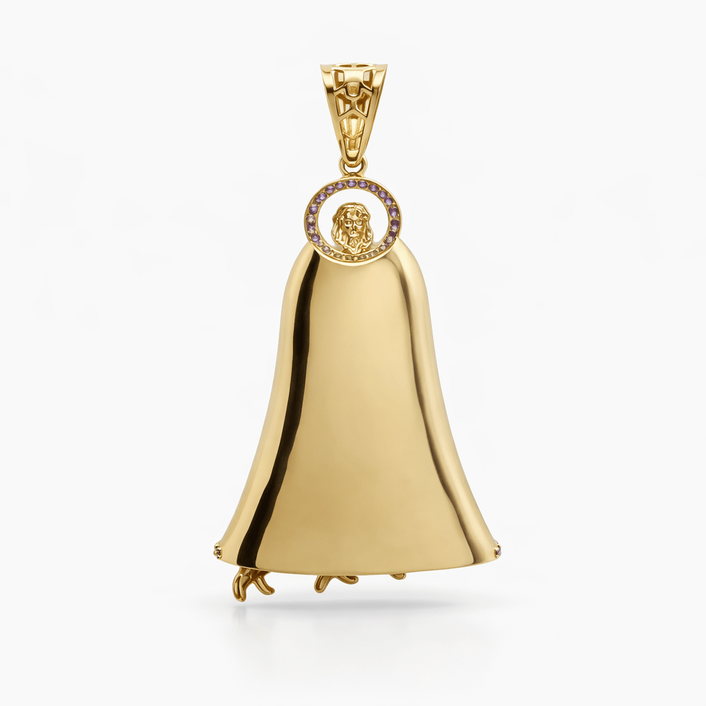 10K Gold Saint Lazarus Pendant with Purple Stones - Pendants - Laurita Jewelry