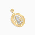 10K Two-Tone Oval Saint Pendant-Pendants-Laurita Jewelry