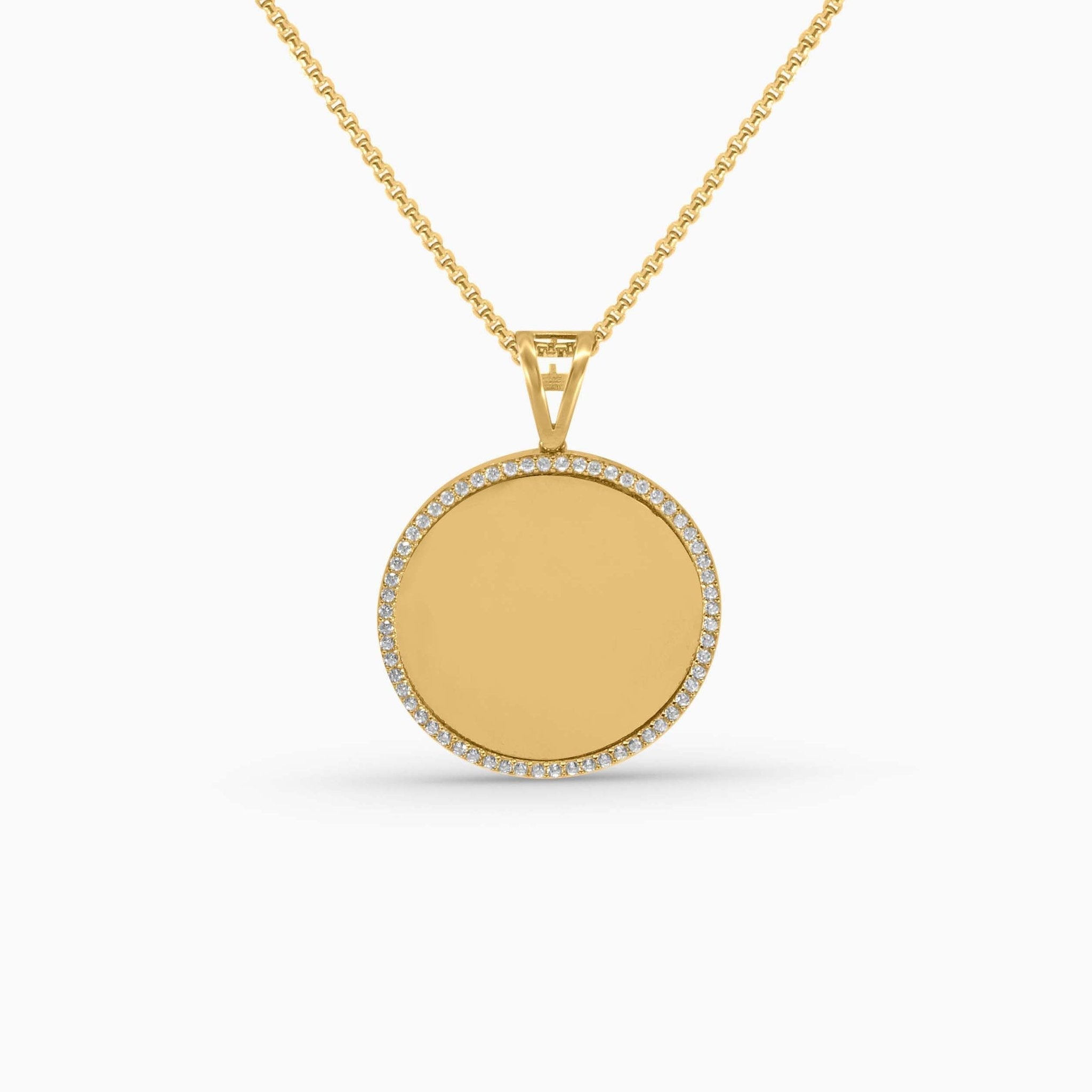 Gold Circle Medallion –Memory Pendant with Stone Frame in 10k - Pendants - Laurita Jewelry