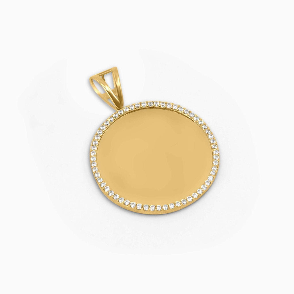 Gold Circle Medallion –Memory Pendant with Stone Frame in 10k - Pendants - Laurita Jewelry