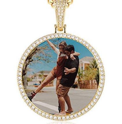 Gold Heart Pendant – Engravable or Picture with Stone Border in 14k - Pendants - Laurita Jewelry