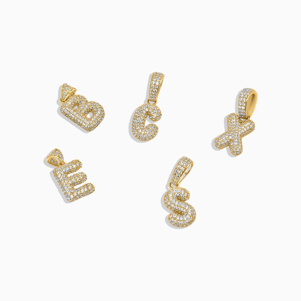 Gold Letter Pendants – Iced Initial Charms (A - Z) in 10k - Pendants - Laurita Jewelry