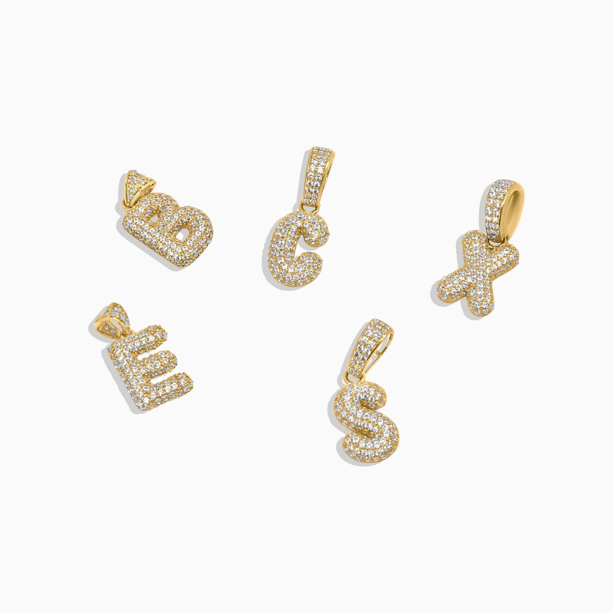 Gold Letter Pendants – Iced Initial Charms (A - Z) in 10k - Pendants - Laurita Jewelry