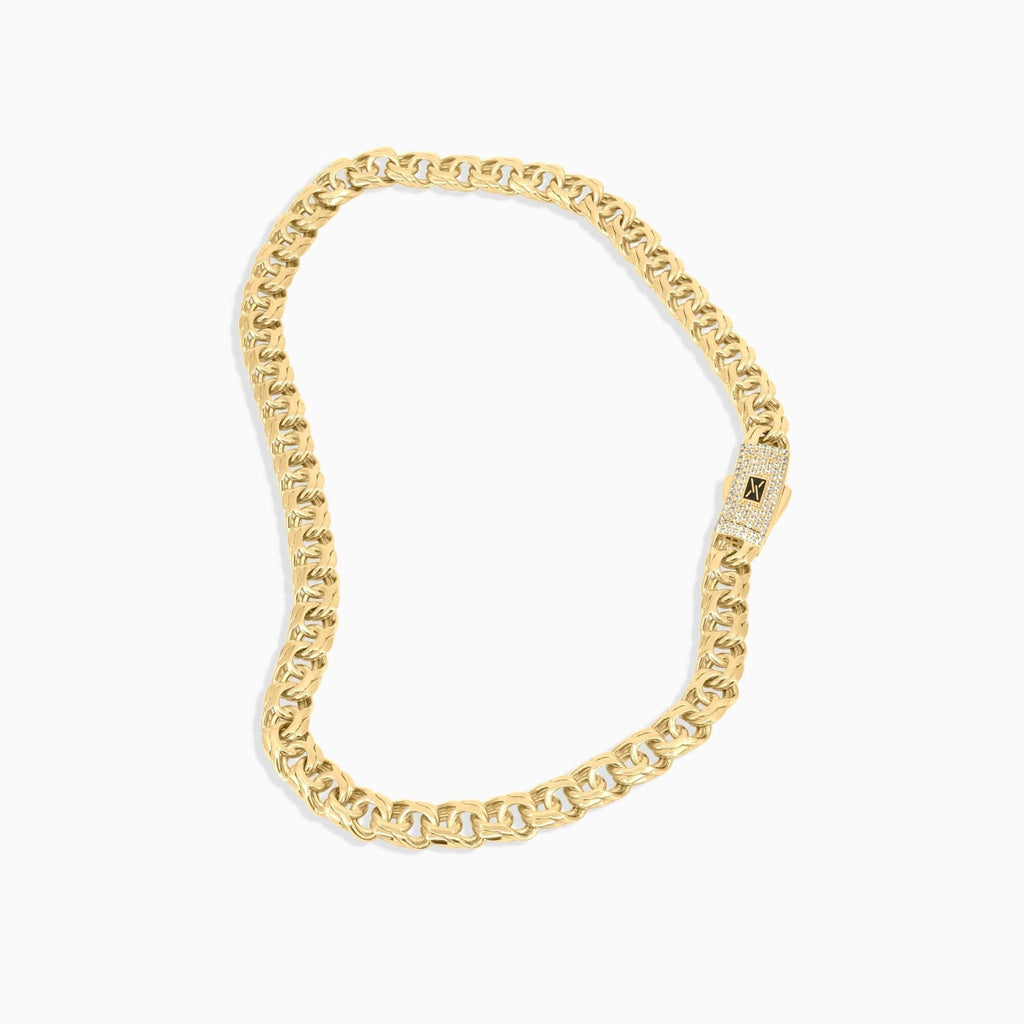 Monaco X Gold Chino Link Choker – Iced Sleek Clasp in 10K-Women's Necklace-Laurita Jewelry