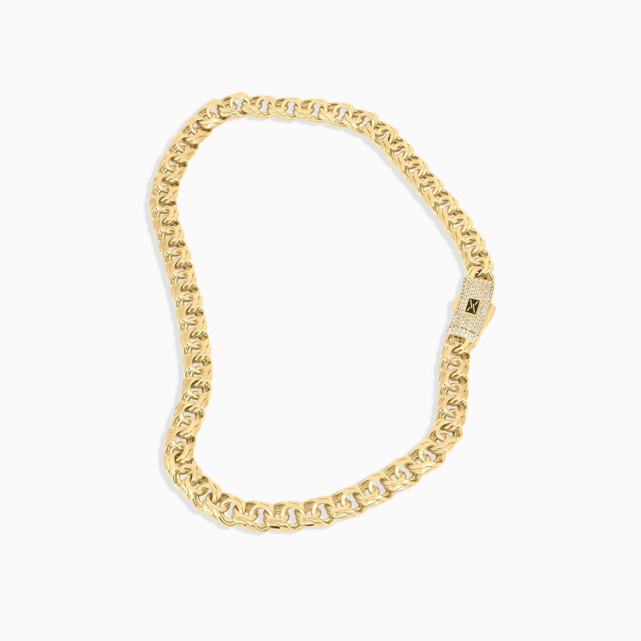 Monaco X Gold Chino Link Choker – Iced Sleek Clasp in 10K-Women's Necklace-Laurita Jewelry